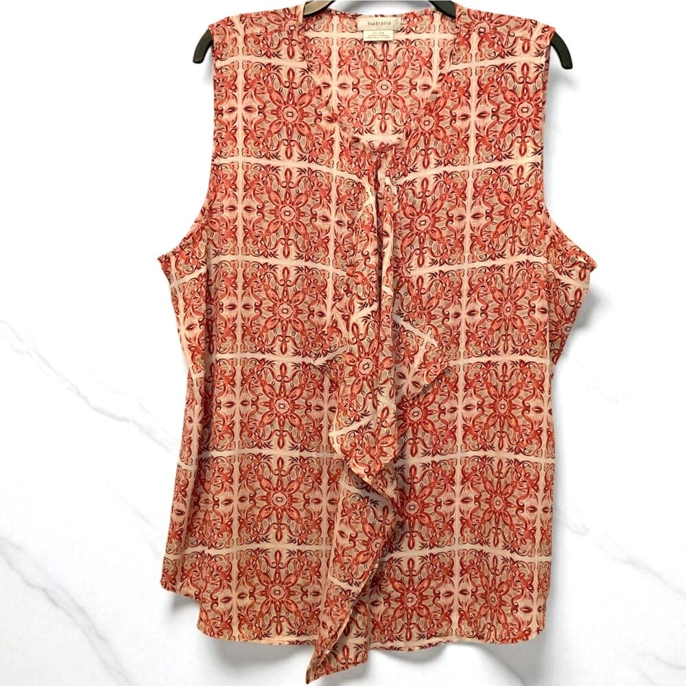 Van Heusen Ruffle Front Blouse Sleeveless Tank Top XXL